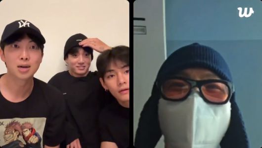 BTS RM-정국-뷔-제이홉. ‘위버스’ 라이브 방송 캡쳐.