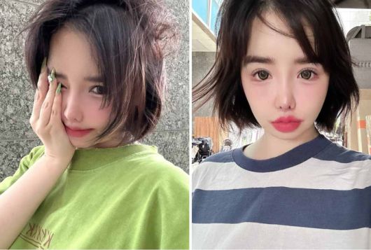 16일 인스타에 올린 자연스런 사진(왼쪽)과 필터 논란의 보정 사진(오른쪽). 사진|박봄SNS