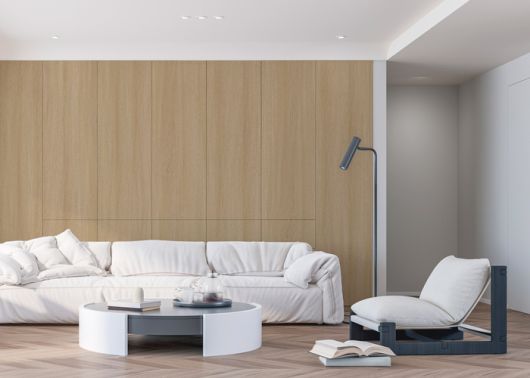 아트월에 시공된 kcc글라스 홈씨씨 ‘비센티 인테리어필름’ 럭셔리우드 오크