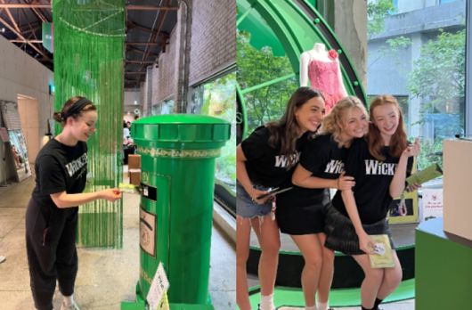 뮤지컬 ‘위키드’ 내한 공연의 배우들이 최근 ‘에메랄드 시티 in 아모레성수’을 방문, 곳곳에 마련된 이벤트와 체험존을 즐기고 있다. 사진 | 에스앤코