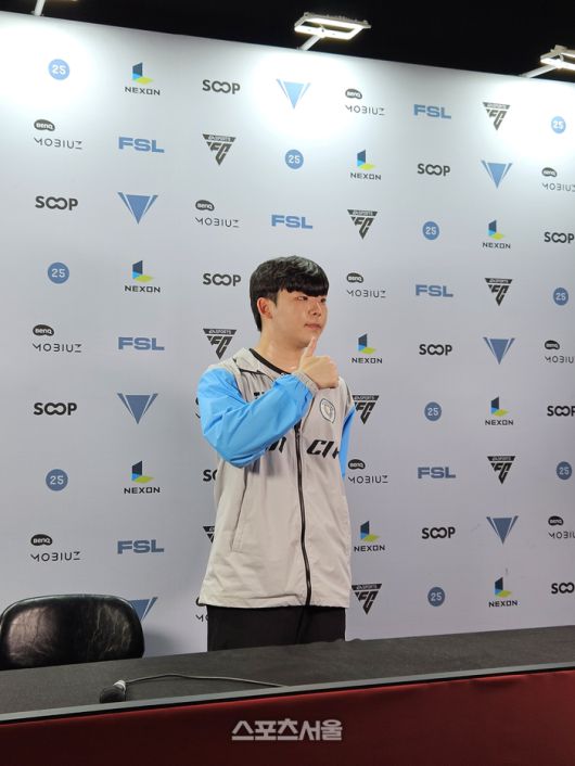 권창환이 25일 서울 잠실DN콜로세움에서 열린 2025 FSL 서머 B조 승리 후 취재진 인터뷰에 응하고 있다. 잠실 | 강윤식 기자 skywalker@sportsseoul.com