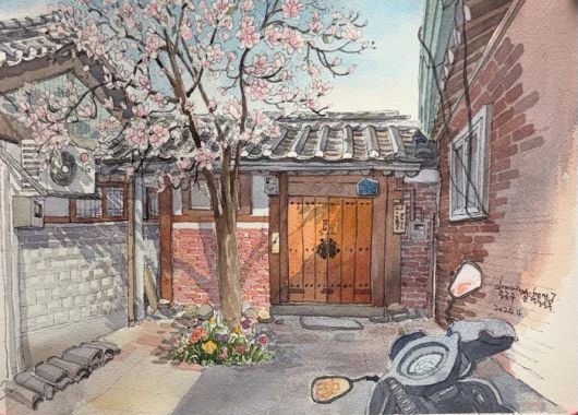 소격동 골목길, 수채화, 21 x 29.7cm, 2025.