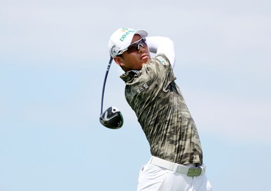 문도엽이 6일 열린 KPGA투어 파운더스컵 3라운드 9번홀에서 티샷을 하고 있다. 사진 | KPGA