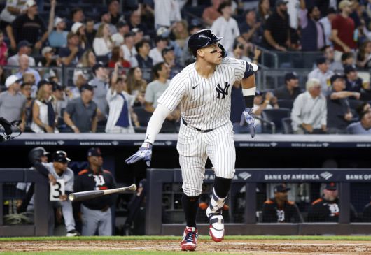 저지가 13일(한국 시간) 미국 매사추세츠주 보스턴 펜웨이 파크에서 열린 2025 메이저리그(ML) 정규시즌 보스턴전 2번 지명타자로 출전해 1홈런 2볼넷 1타점 2득점을 기록했다. 사진 | UPI 연합뉴스