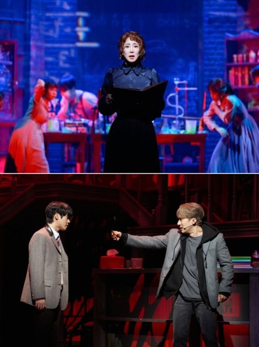 (위부터) 뮤지컬 ‘마리 퀴리’, ‘아몬드’ 주요 장면. 사진 | 라이브㈜