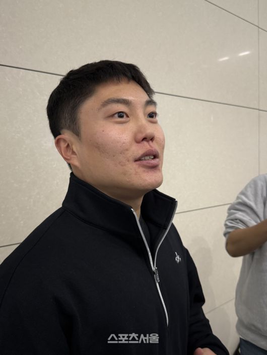 류지혁이 인터뷰에 임하고 있다. 인천공항 | 박연준 기자 duswns0628@sportsseoul.com