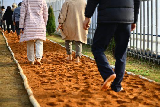 꽃묘장 맨발 황톳길  전경.  사진|속초시청