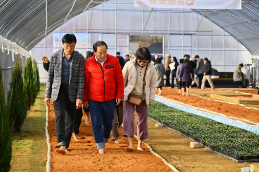 꽃묘장 맨발 황톳길  전경.  사진|속초시청