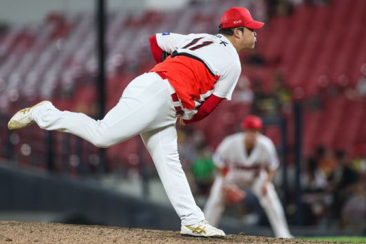 KIA 조상우가 23일 광주-기아 챔피언스 필드에서 열린 2025 KBO리그 LG전에서 역투하고 있다. 사진 | KIA 타이거즈