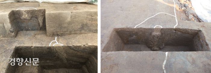 1토루와 2토루에서 나무기둥이 보인다. 토성을 쌓기 위해 나무 기둥을 박아놓았음을 알 수 있다. |국립강화문화재연구소 제공