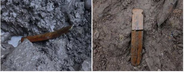 목간 출토 상태.     문화재청 제공