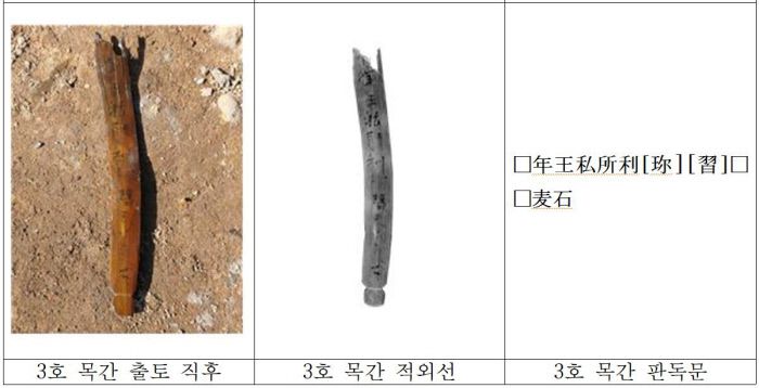 목간 3호. 문화재청 제공