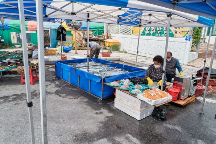 삼척에서 넘어온 수산물도 풍성하다.