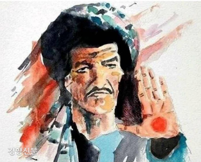 사르와르 다니시 아프가니스탄 제2부통령이 트위터에 올린 코미디언 나자르 모함마드 카샤의 초상화. 트위터 캡처