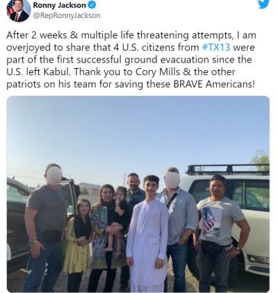 미 공화당 로니 잭슨 의원 트위터.