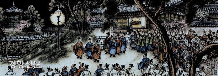 1887년 1~3월 사이 조선의 정궁 경복궁에서도 가장 깊숙한 건청궁과 향원정 일대에 전등을 설치하고 불을 밝혔다. 전등 설치에 관한 한 중국과 일본보다 2년이나 빠른 것이었다. |전기박물관 홈페이지