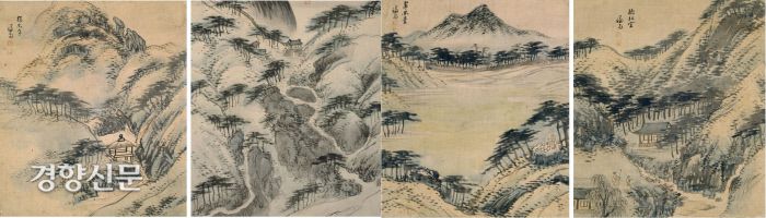 겸재 정선(1676~1759)이 그린 백악산(북악산) 그림. ‘독락정’은 부아암 아래쪽의 계곡 주변에 위치해 있다. ‘창의문’은 인왕산과 북악산 사이에 조성된 문이다. ‘취미대’는 삼청동 계곡 중턱에서 경복궁 북쪽 궁장과 저멀리 남산을 조망한. ‘청송당’은 북악산의  서남쪽 자락인 현재 칠궁의 후면부 주변이다. 북악산의 특징인 소나무가 군락을 이루고 있는 모습이다.|국립중앙박물관·간송미술관 소장