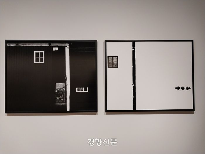 클라인이 야외에서 촬영한 첫 사진작업인 ‘흑백의 몬드리안’(몬드리안 반스)의 전시 전경 일부. 도재기 선임기자