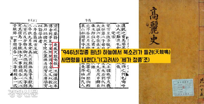 10세기 백두산 대분화 관련 기사를 역사서에서 보기 어렵다. <고려사> ‘세가·정종’조는 “946년 하늘에서 북소리가 들려 사면령을 내렸다”고 기록했다. 단순한 뇌성벽력이 아니라 대대적인 사면령을 내릴만큼 심각했다는 얘기다.