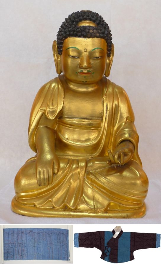 보물로 지정예고된 안동 선찰사 목조석가여래좌상(위)과 복장 유물인 발원문(아래 왼쪽), 광해군 정비 유씨의 저고리. 문화재청 제공