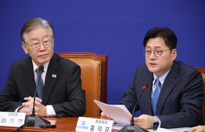 홍익표 더불어민주당 원내대표가 6일 국회에서 열린 최고위원회의에서 발언을 하고 있다. 연합뉴스