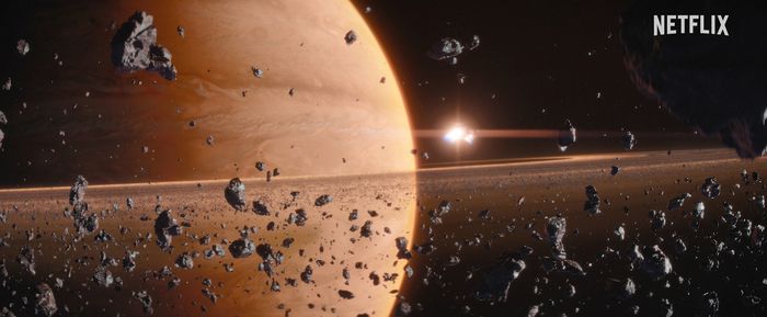 <레벨 문>에서는 잭 스나이더 감독이 창조한 우주 세계가 펼쳐진다. 뛰어난 시각특수효과(VFX)로 구현한 세계관은 관객의 눈을 즐겁게 한다. 넷플릭스 제공