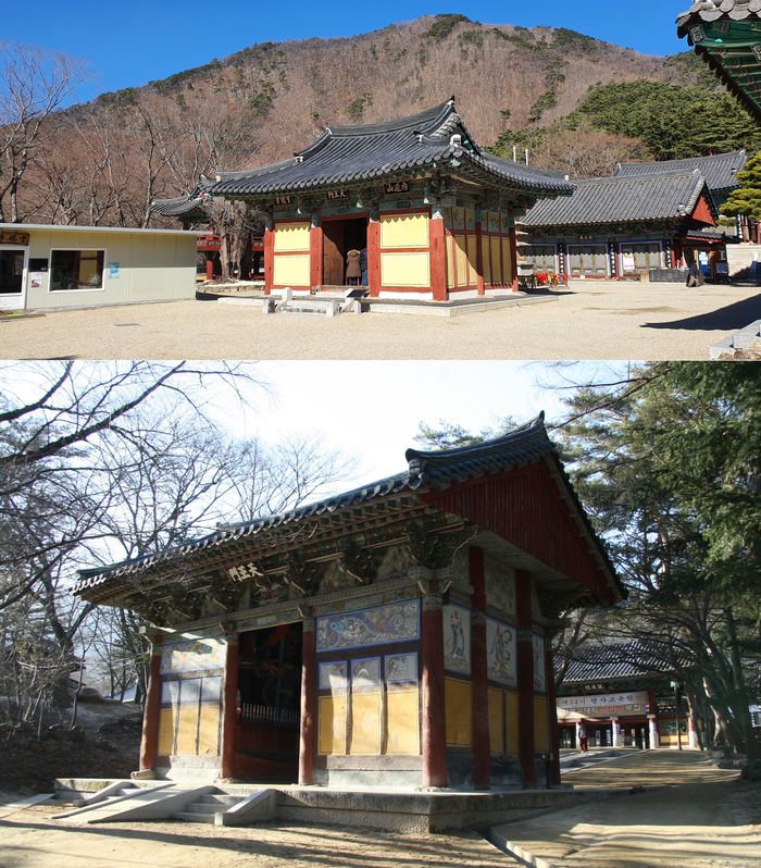 포항 보경사 천왕문(위)과 김천 직지사 천왕문. 문화재청 제공