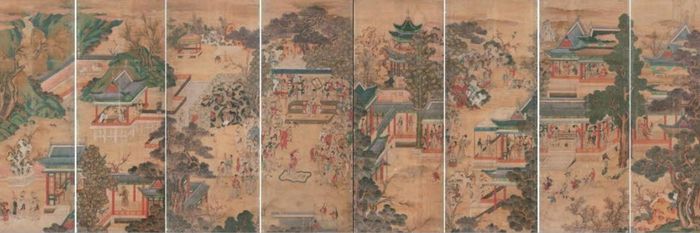 보존처리 이전의 ‘곽분양행락도’. 국외소재문화재재단 제공