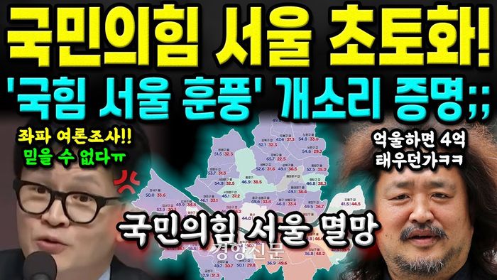 여론조사꽃 서울판세 조사결과를 바탕으로 한 유튜버가 가공·리뷰해 올린 유튜브 영상 표지. /유튜브 캡처