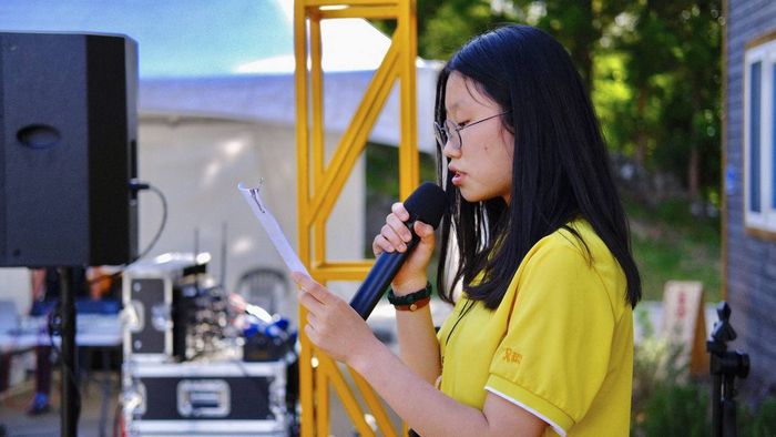 김원양이 지난 4월 제주도에서 열린 세월호 10주기 제주기억식에서 발언하고 있다. 김원양 제공