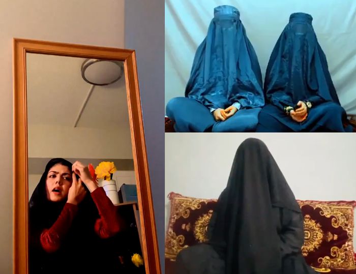 아프가니스탄 여성이 사회관계망서비스(SNS)에서 억압적인 탈레반에 저항하며 노래하고 있다. 엑스(X, 구 트위터) 갈무리