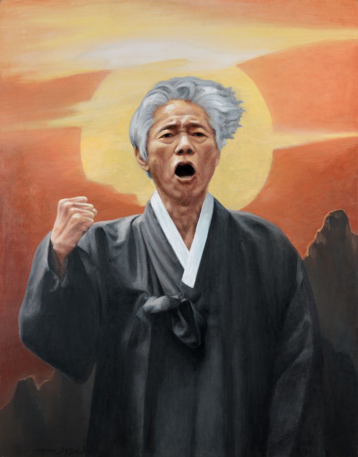 신학철 ‘부활도-산 자여 따르라’(2020), 캔버스에 유채, 116×91㎝ 백기완노나메기재단 제공