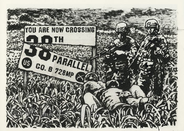 백기완이 2012년 경향신문에 연재한 어린이 통일이야기 ‘하얀 종이배’에 신학철이 그린 삽화. 백기완노나메기재단 제공