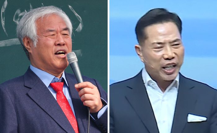 ‘광화문파’와 ‘여의도파’로 나뉘어 보수우파 집회를 주도하는 전광훈 목사(왼쪽)와 손현보 목사.