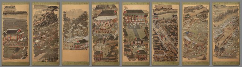 ‘평안감사도과급제자환영도’의 복원 전 모습. 국외소재문화유산재단 제공