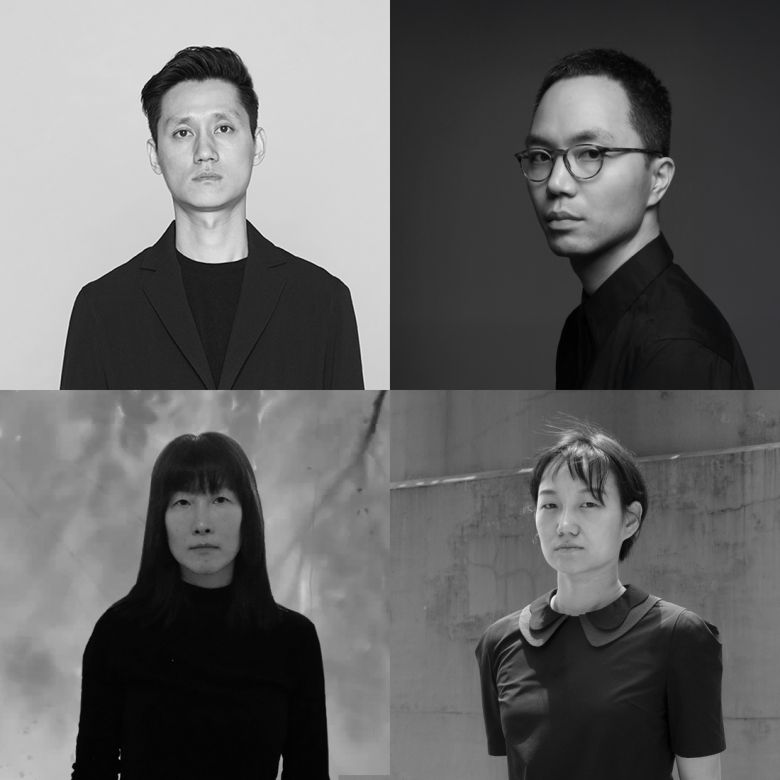 2025 베니스비엔날레 19회 국제건축전 한국관 전시 참여 작가. 왼쪽 위부터 시계방향으로 김현종, 박희찬, 이다미, 양예나 작가. 한국문화예술위원회 제공