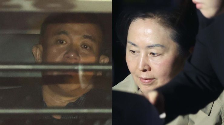 명태균씨(왼쪽)와 김영선 전 국민의힘 의원이 지난해 11월14일 오후 경남 창원시 성산구 창원지방법원(창원지법)에서 구속 전 피의자 심문(영장실질심사)을 받은 뒤 밖으로 나오고 있다. 연합뉴스