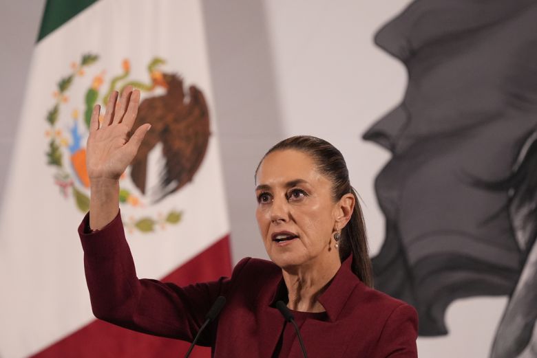 클라우디아 셰인바움 멕시코 대통령이 2일(현지시간) 기자회견에서 발언하고 있다. AP연합뉴스