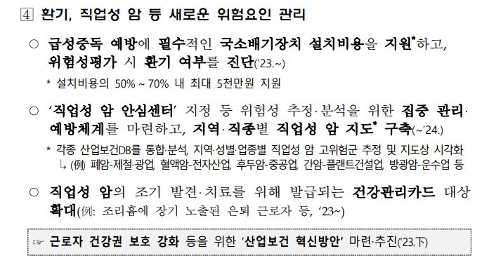 고용노동부가 2022년 11월 발표한 ‘중대재해 감축 로드맵’ 자료
