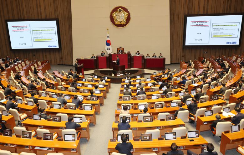 국회가 지난 14일 본회의를 열어 정치·외교·통일·안보 분야 대정부질문을 진행하고 있다. 연합뉴스