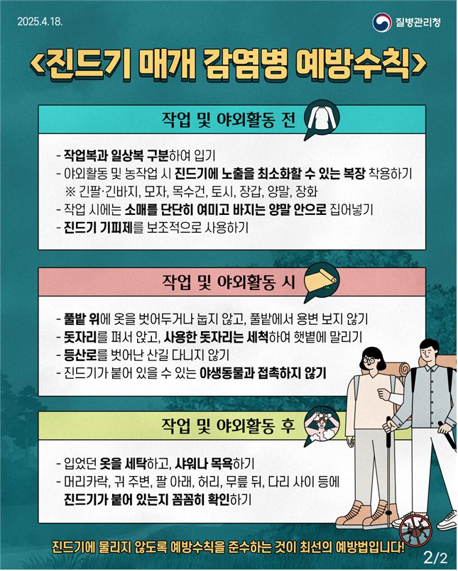진드기 매개 감염병 예방수칙. 질병관리청 제공