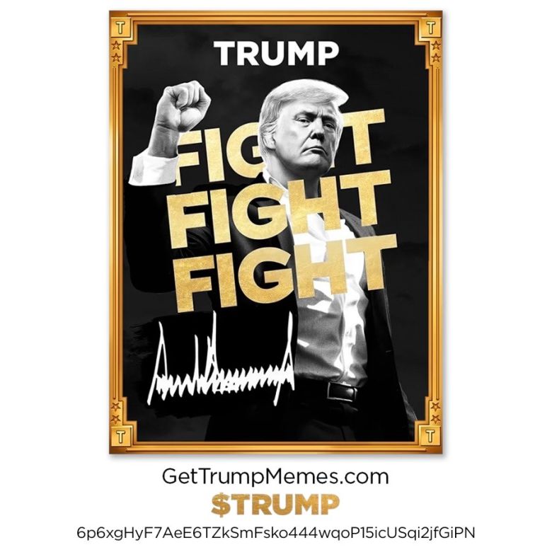 도널드 트럼프 대통령이 지난 1월18일 $TRUMP 투자를 촉구하기 위해 소셜미디어에 올린 사진.  엑스 캡처