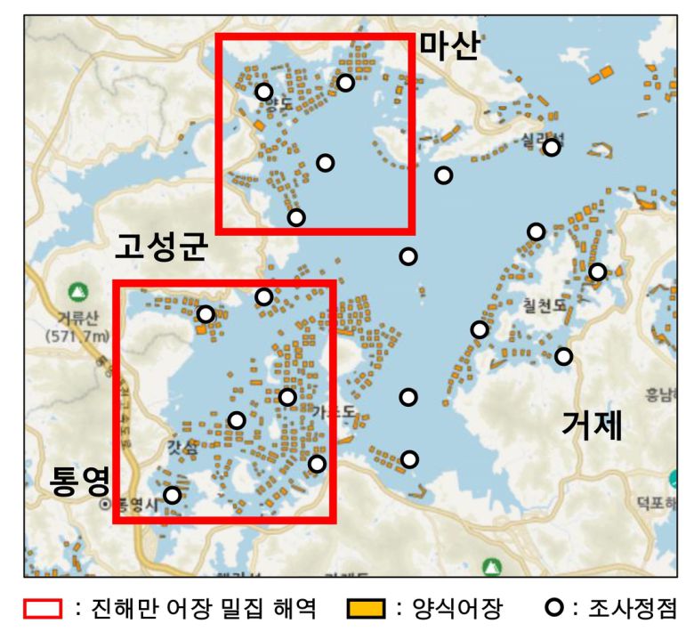 진해만 산소부족 물덩어리 조사정점