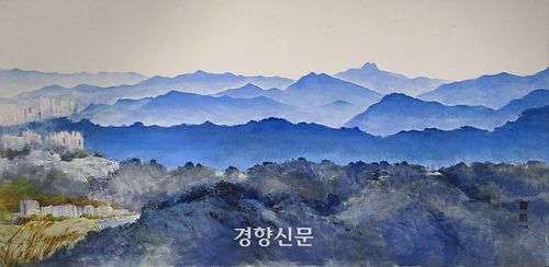 겹겹의 산｜한지 수묵담채｜137×70cm