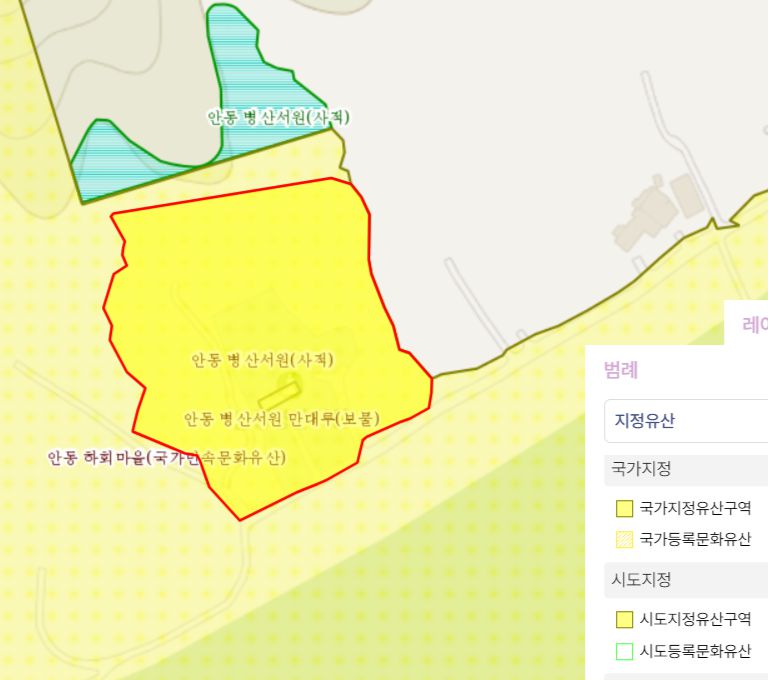 국가유산청 국가유산보전관리지도. 국가유산청 누리집 갈무리