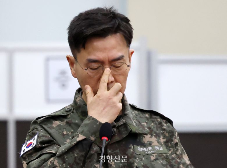 김대우 당시 방첩사 수사단장이 지난 2월21일 국회 내란혐의 국정조사 특별위원회 청문회에 출석하고 있다. 박민규 선임기자