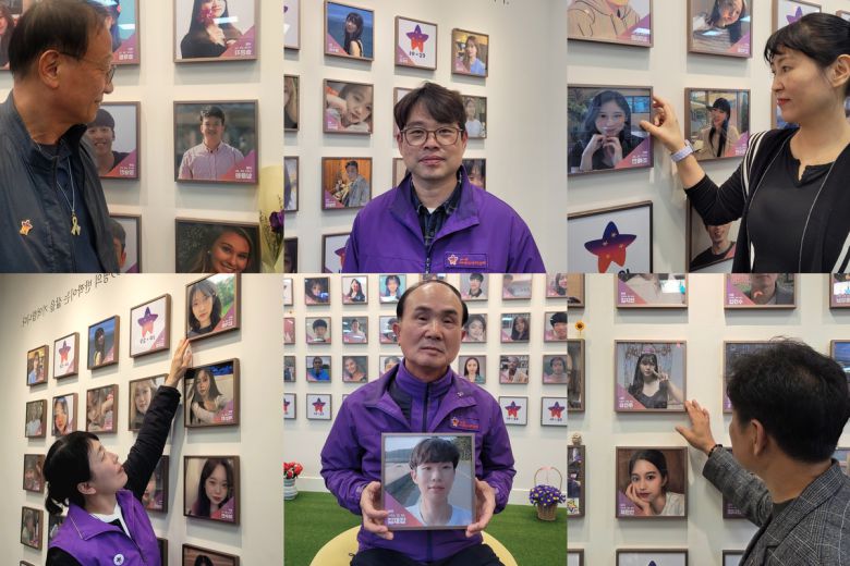 10·29 이태원 참사 3주기를 앞둔 지난 23~26일 서울 종로구 별들의집에서 만난 유가족들.  왼쪽 위부터 시계방향으로 임종원씨와 아버지 임익철씨, 권수정씨와 삼촌 김진성씨, 조예진씨와 어머니 박지연씨, 유연주씨와 아버지 유형우씨, 김재강씨와 아버지 김영백씨, 강가희씨와 어머니 이숙자씨. 백민정·우혜림 기자