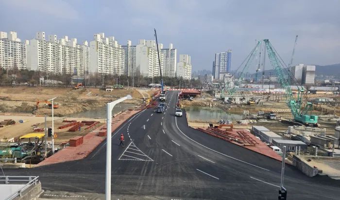대전 유등교 가설 교량 전경. 대전시 제공