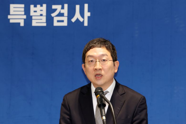 21일 서울 서초구 순직해병특검 사무실에서 정민영 특검보가 해병대수사단 수사외압 등 사건 수사 결과를 발표하고 있다. 연합뉴스