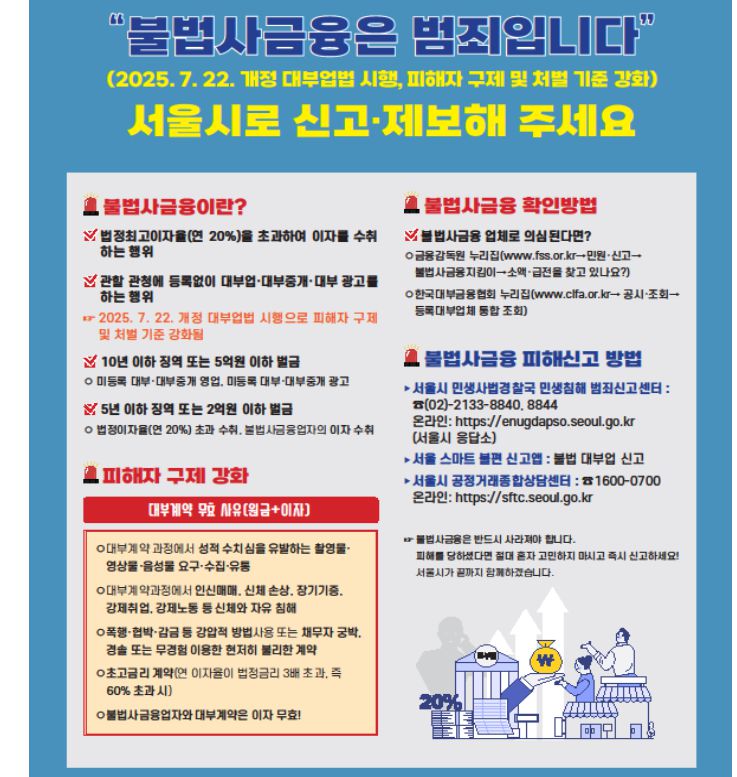 불법사금융 피해 상담·신고 안내문. 서울시 제공.